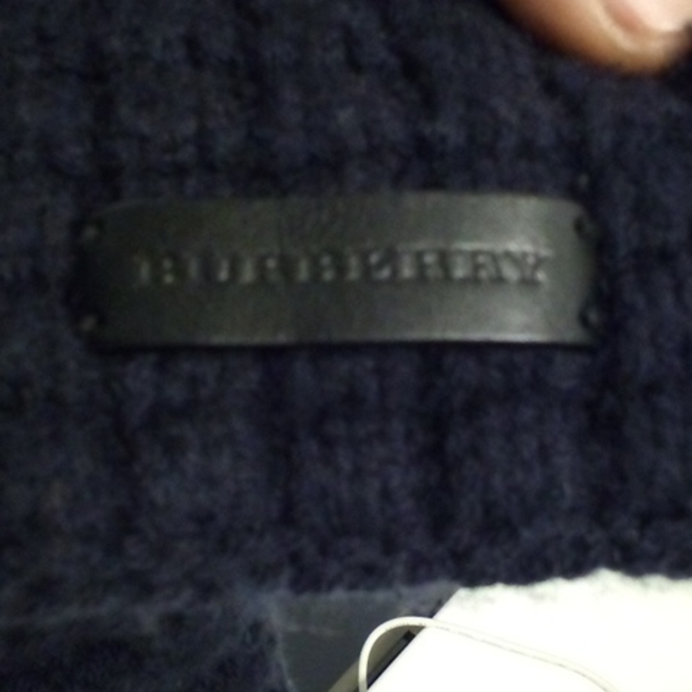 Blue waffle knit Burberry scarf 70% will 30% cashmere 162x24cm